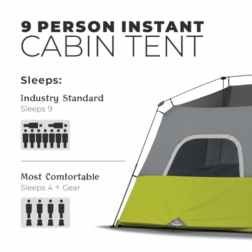 9 person instant cabin tent with sleep capacity info