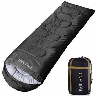 Black sleeping bag with carry bag.