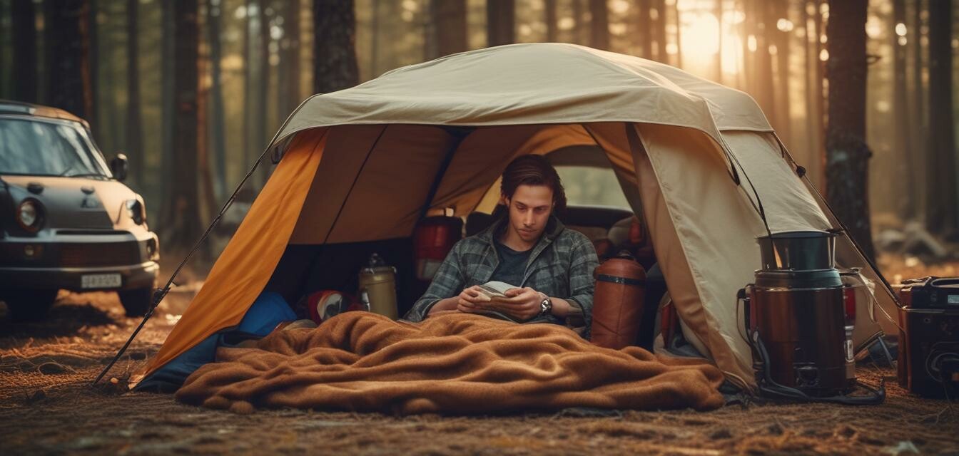 Camping blanket in action