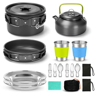 Odoland 15pcs Camping Cookware Mess Kit