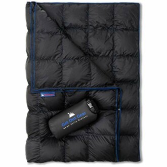 Black down camping blanket with storage bag