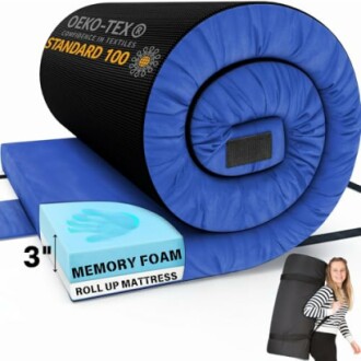 3-inch memory foam roll-up mattress with carrying bag