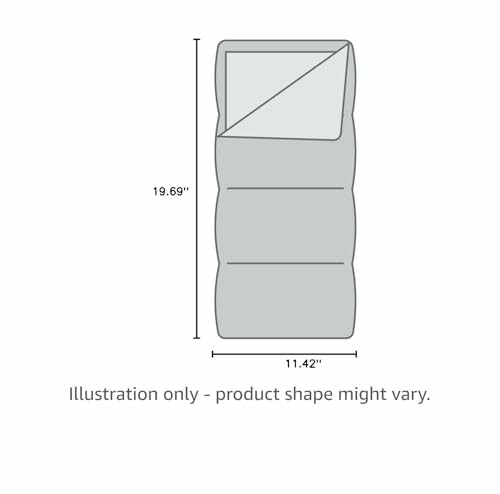 Illustration of a sleeping bag with dimensions 19.69 by 11.42 inches.