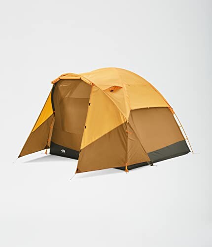 Yellow dome camping tent on a white background