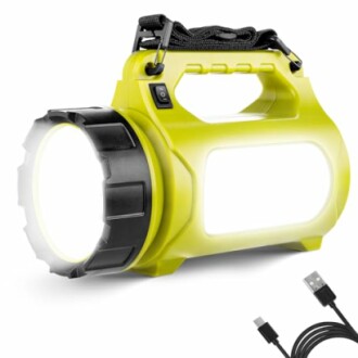 Yellow flashlight with USB charging cable