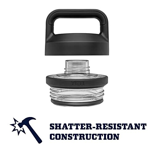 Yeti bottle lid with shatter-resistant construction