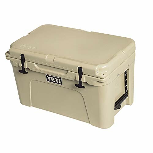 Tan Yeti cooler with secure latches