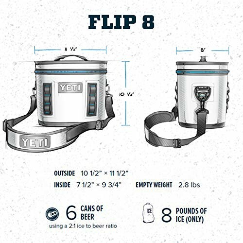 YETI Flip 8 cooler dimensions and capacity illustration.